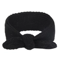 Bandeau d'hiver classique en tricot noir pour enfants avec un design de nœud de lapin - Noir