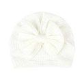 Weiche weiße Baby-Turban-Mütze aus Waffelstrick mit einer großen dekorativen Schleife - Weiß (Atmungsaktiv)