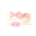 Three-piece baby nylon headband set with pink lace bow and floral pearl details - Lace Bow Plush Animal Style (6#)