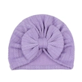 Lavendel Baby Turban Mütze mit großer Schleife und strukturiertem Zickzack-Muster - Lila