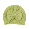 Bonnet turban bébé avec grand nœud en tricot vert clair avec texture à motif épi - Vert