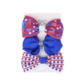 Set of 3 USA Independence Day hair clips with red white and blue bow designs - Festive Hat and Colorful Star Combo (6#)