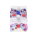 Set of 3 Independence Day themed grosgrain ribbon hair clips with American flag motifs - Tie Dye Star Stripe Combo (7#)
