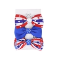 3-piece US Independence Day hair bow set featuring American flag stripes and navy blue stars - Classic Red White Blue Stripe Combo (8#)