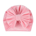 Details von rosa Baby-Turbanmütze aus Samt mit großer Schleife und weichem Stoff - Rosa (Schleife)