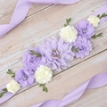 Handmade purple floral maternity sash with chiffon flowers and gems for baby shower party - Light Purple