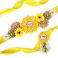 Set fascia Mommy To Be e spilla Daddy To Be con girasoli per festa baby shower - Set Fascia E Distintivi / Giallo