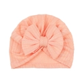 Bonnet turban bébé avec grand nœud en corail et texture en maille d'épis de blé - Vert Pâle