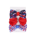 Set of three American Independence Day grosgrain ribbon hair clips with stars and stripes - Abstract Geometric Star Stripe Combo (12#)