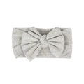 Ribbed soft cotton baby headband with a wide DIY knotted bow in grey color - Gray