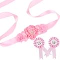 Ensemble écharpe de baby shower rose avec roses en mousseline et badges assortis - Rose Rose