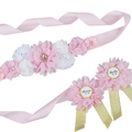 Set fascia floreale premaman e spille per baby shower in rosa e bianco - Rosa