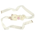 Handmade ivory floral pregnancy sash with satin flowers and pearls for maternity photos - Cream White Sash