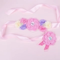 Pink and purple flower maternity sash and Mommy To Be pin set for baby shower - Pink