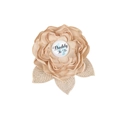 Champagne flower corsage for Daddy To Be with satin petals and golden lace leaves - Champagne Pin (Daddy To Be)