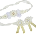 Floral maternity sash set with Mommy and Daddy To Be badges in white and cream - Off White