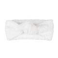 Close-up of white plush twist headband showing soft teddy fleece fabric texture - Knot Decor / White