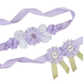 Lavender flower maternity sash set with Mommy and Daddy To Be corsages for baby showers - Light Purple