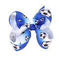 Dettaglio del fiocco per capelli da calcio blu e bianco con trama in nastro grosgrain - Sfumatura Blu Bianco