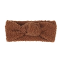 Plüschiger Teddyvlies Haarreifen in Karamellbraun für Kinder mit Knotendesign für den Winter - Knoten-Dekor / Dunkelbraun