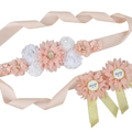 Champagne floral maternity sash and badge set for Mommy and Daddy to be parties - Pale Green