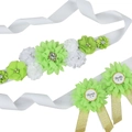 Apple green baby shower sash with Mommy To Be and Daddy To Be flower badges - Fluorescent Green