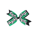 Détail du nœud papillon double couche en gros-grain avec motifs football et ruban noir - Vert