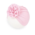 Turbante rosa per neonato con grande fiore a pieghe in morbido tessuto elastico - Rosa
