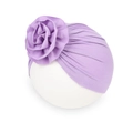 Turbante viola elastico per neonati con un grande fiore decorativo a rosa in tessuto - Viola Chiaro