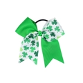 Dettaglio del fiocco in nastro verde con motivi di trifoglio per San Patrizio - Fiocco Trifoglio Spliced a Coda di Rondine (5#)