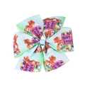 Detail of Easter hair bow featuring cartoon bears and colorful eggs on ribbon - Blue-Green Gradient Cartoon Bear (7#)