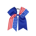 Independence Day hair bow featuring US flag stars and stripes with black elastic tie - Pattern 5 (Blue with White Stars and Stripes)