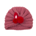 Berretto in maglia rosa cipria per neonati con simpatico coniglietto di peluche rosso - Rosa antico