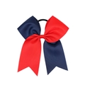 Navy blue and red grosgrain ribbon bow hair tie for girls Independence Day style - Pattern 6 (Navy Blue and Red Color Block)