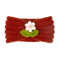 Bandeau bébé en tricot orange avec fleur blanche artisanale et détails de feuilles - Orange