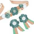 Fascia di fiori verde salvia con set di corsage Mommy To Be per feste di baby shower - 180cm / Verde Pavone