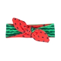 Elastic watermelon pattern baby headband with a red bow and green striped strap - Watermelon