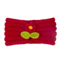 Bandeau tricoté rouge pour bébés avec fleur faite main et détail de feuilles - Rouge