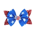 Dettaglio del fiocco per capelli con paillettes, stelle blu e finitura rossa glitter - Stile Paillettes Blu con Stampa Stellata (2#)