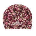 Baby Turban Mütze in Weinrot mit Blumenmuster und großer Schleife aus weicher Baumwolle - Weinrotes Blumenmuster (3)