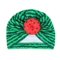 Baby Wassermelone Turban Mütze mit grünen Streifen und rotem Schleifen Detail - Kugel