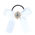 Coletero elegante con lazo de satén blanco y un centro de diamantes de imitación brillantes - Blanco
