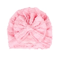 Turbante rosa per neonato con balze e grande fiocco decorativo per bambina - Rosa