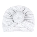 Gorro turbante para bebé en punto gris jaspeado con detalle de nudo circular - Gris claro
