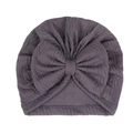 Detalle de turbante para recién nacido en color púrpura oscuro con lazo grande - Gris Oscuro (Ondulación del Agua)