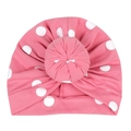 Turbante de algodón rosa para bebé con lunares blancos y detalle de nudo donut - Puntos Rojo Sandía