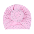 Bonnet turban bébé rose en coton avec motifs cœurs pailletés et nœud torsadé - Rose