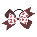 Dettaglio del fiocco per capelli da cheerleader con stampe rugby e nastri marroni - Marrone Scuro
