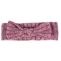 Close-up of pink-purple ribbed elastic headband featuring a soft fabric bow detail - Bean Paste (Brushed)