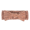 Soft ribbed baby headband with cute rabbit ear bow design in vintage dusty rose color - Light Coffee (Brushed)